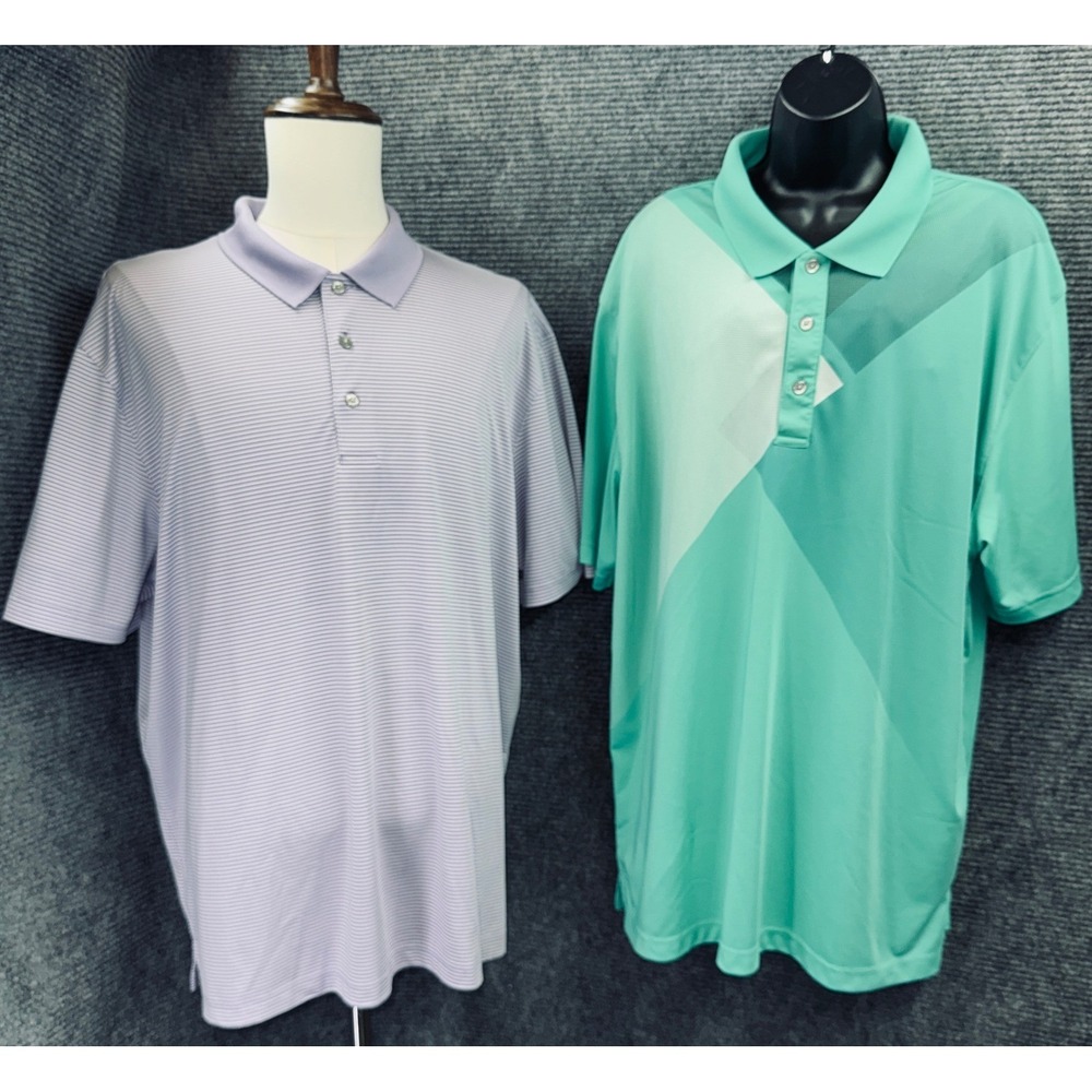 Pro Tour Polo Shirts Mens XXL 1) Teal 2) Lavender. Lot of two Golf Performance